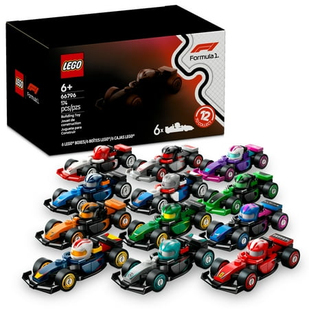 LEGO F1 Collectible Race Cars 6 Pack - Building Set for Boys and Girls, Ages 6+ - Birthday Gift Idea for Racing Fans - Mystery Box with 6 Surprise F1 Model Cars - Great Travel Toy - 66796