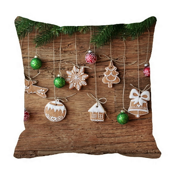 EREHome Gingerbread cookies hanging over wooden Pillow Case Pillow Cover Cushion Cover 20x20 Inch