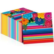100Pcs Mexican Fiesta Guest Napkins Party Disposable Paper Napkins Colorful Mexico Floral Stripe Lunch Dinner Napkins for Birthday Taco Weddings Baby Shower Party Supplies
