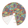 thumbnail image 3 of Halloween Christmas Tree Skirt - Colored Paisley 30 Inches Christmas Tree Skirt for Halloween Holiday Indoor Home Christmas Tree Decorations with Three Ribbons, 3 of 7