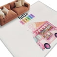 thumbnail image 3 of 5x7 Area Rugs, Hello Summer Non-Skid Rubber Backing Large Rectangle Rugs - Living Room Bedroom Home Office, Pink Ice Cream Truck Watercolor Indoor Floor Mat Carpets Washable Rug, 3 of 9
