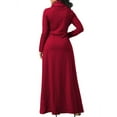 thumbnail image 3 of ZANZEA Robe Longue Unie pour Femmes, Soirée, Nœud, Manches Longues, Poches, 3 of 12