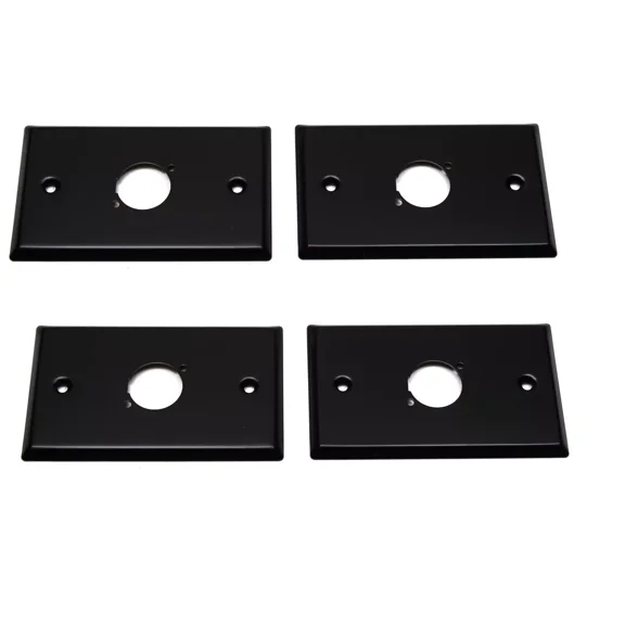 (4) Four Single Gang Blank Wall Plate One XLR Male or Female "D" BLACK Steel