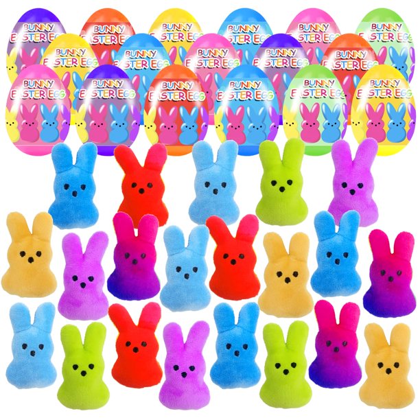 Huevos de Pascua prerellenos Holydeck con juguetes de conejito de peluche x18
