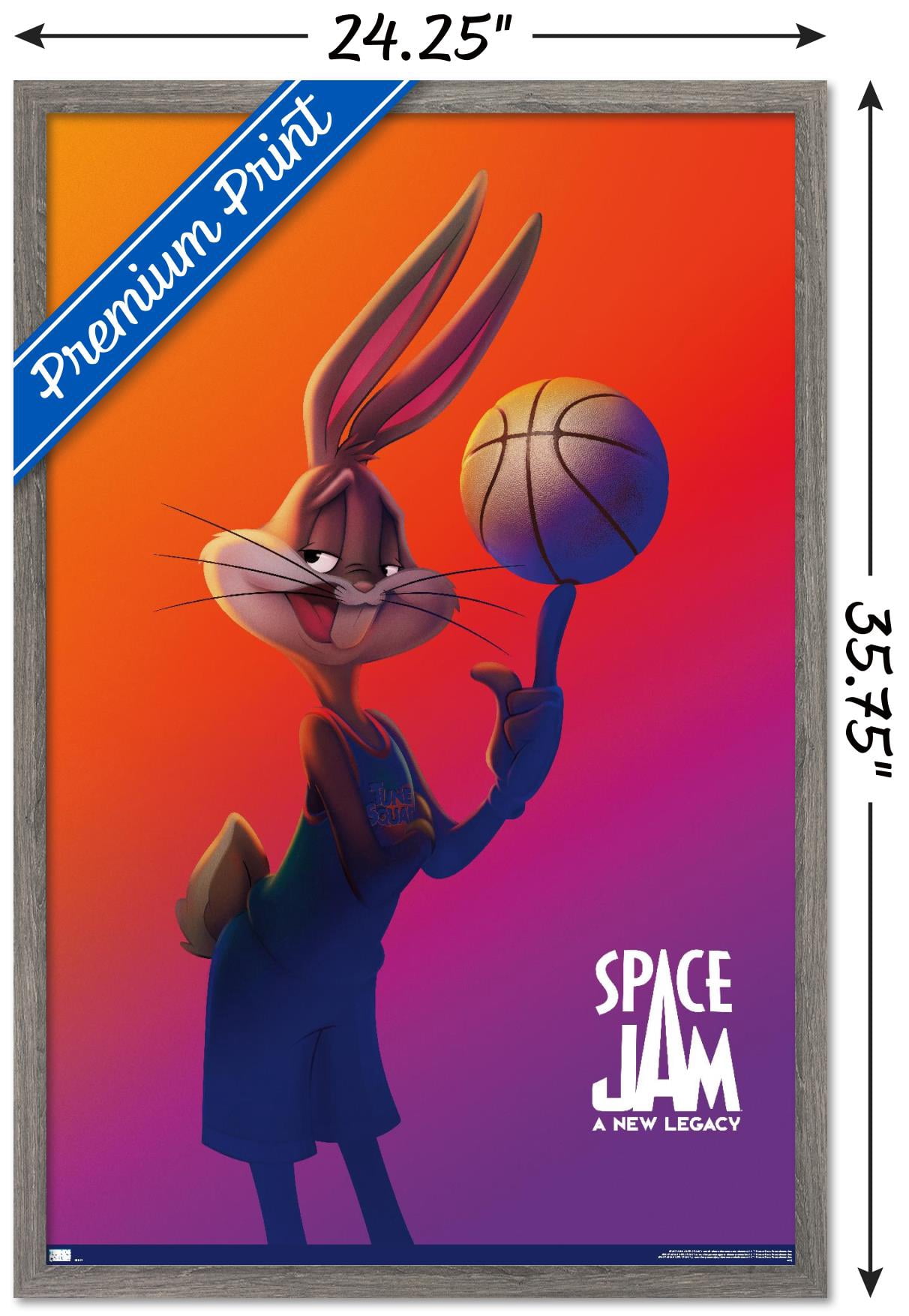 Space Jam: A New Legacy - Bugs Bunny One Sheet Wall Poster, 22.375" x 34", Framed