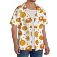 thumbnail image 4 of Xecao offers the Pumpkin Maple Leaves for Men's Casual Short-sleeved Shirt, a button-up collared shirt with a pocket, perfect for beach vacations and yacht travel in the X-Large size., 4 of 7