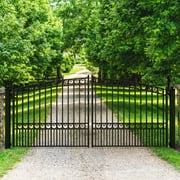 ALEKO Garden Steel Dual Swing 14 x 6 feet Black Driveway Gate Paris Style