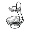 thumbnail image 1 of 2 Tire/3 Tier Simple Round Metal Household Fruit Plate Tray Stand Storage Basket Black 2 Tier, 1 of 8