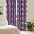 thumbnail image 2 of Ambesonne Tropical Curtains, Exotic Leaves Hearts Art, Pair of 28"x95", Sand Brown and Dark Purple, 2 of 4