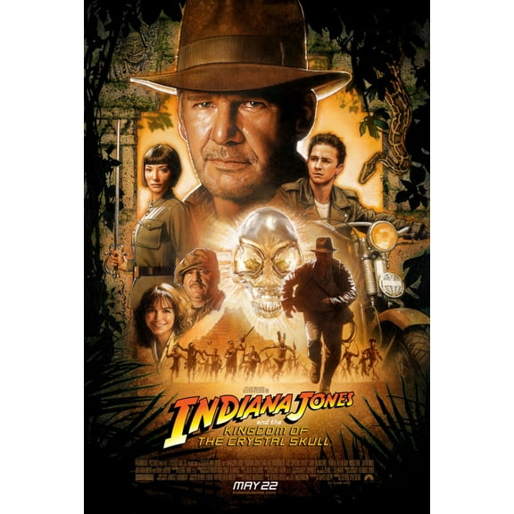 Indiana Jones Crystal Skull Movie Poster 24x36 Art Poster 24x36 Square Adults Poster Time
