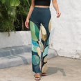 thumbnail image 3 of TEMU Leafy Jungle Vibes High Waisted Casual Flared Trousers Summer Home Pants Gift Street Fashion Night Club Big Size Trousers, 3 of 5