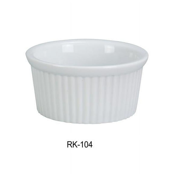 6 oz Fluted Porcelain Ramekin, Super White Color - 3.5 x 1.75 in. - Pack of 36