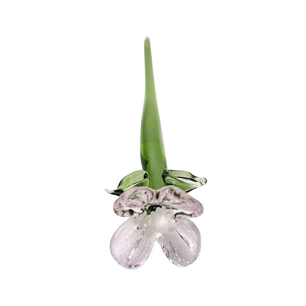 Mini adorno de flor de vidrio, regalo de decoración, figura floral, flor artificial para mamá Rosa