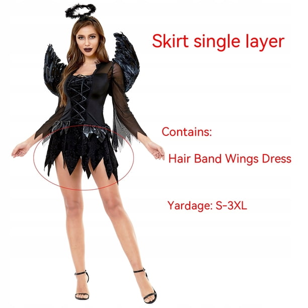 Zombie Dark Angel Uniforme Europeo y Americano Disfraces de Halloween para Mujer como Ángel Malvado Disfraz de Novia Fantasma