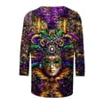thumbnail image 5 of CYiJun Mardi Gras Shirts,Women's Glitter Mardi Gras Blouse,3/4 Sleeve Sequined Top with Fleur De Lis Pattern for Parade, 5 of 5