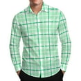 thumbnail image 3 of BiZtdJrK Plaid Button Down Dress Shirt for Men Long Sleeve Checkered Shirts Casual Lapel Plaid Work Tops Christmas Gifts, Green, XXXL, 3 of 9