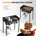 thumbnail image 2 of Matladin 2-Burner Outdoor Propane Gas Stove – 150,000 BTU High-Pressure Cooker with Windpanel, Side Shelves & Carry Bag for Camping, Backyard Cooking & Turkey Frying, 2 of 10