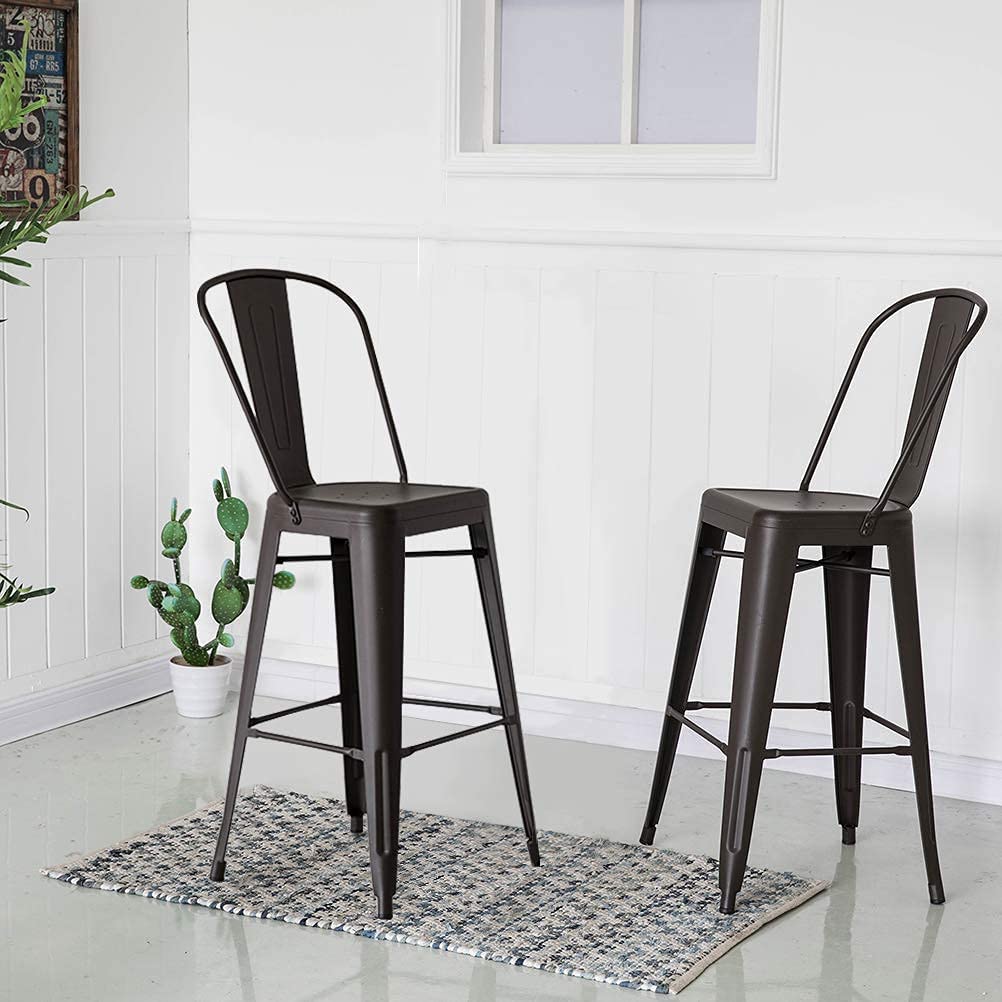Rustic Metal Bar Stools for Dining Room Height Dining Chairs with