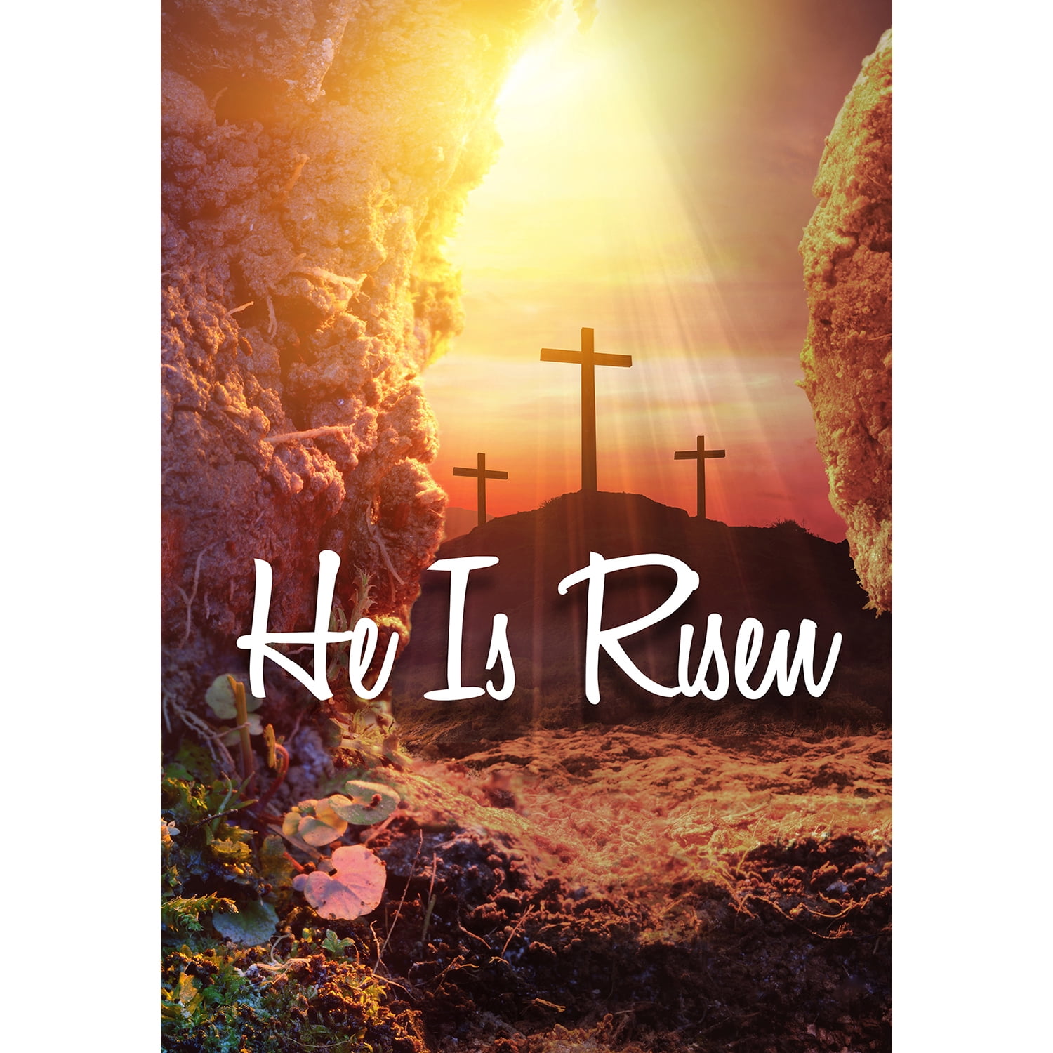 America Forever Easter Cross House Flag 28 x 40 inch Double Sided He is Risen Celebration Religious Cross Small Spring Holiday Seasonal Easter Day Flags for Outdoor Yard Lawn Decoration