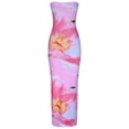 thumbnail image 3 of Daiosportswear Women's Tropical Floral Print Strapless Bodycon Maxi Dress Pink S(S), 3 of 7