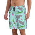 thumbnail image 2 of Logiee Hippo With Flamingos And Crocodiles Print Mens Swim Trunks Quick Dry Board Shorts,Breathable Hawaii Beach Shorts Swimwear Bathing Suits-XX-Large, 2 of 6