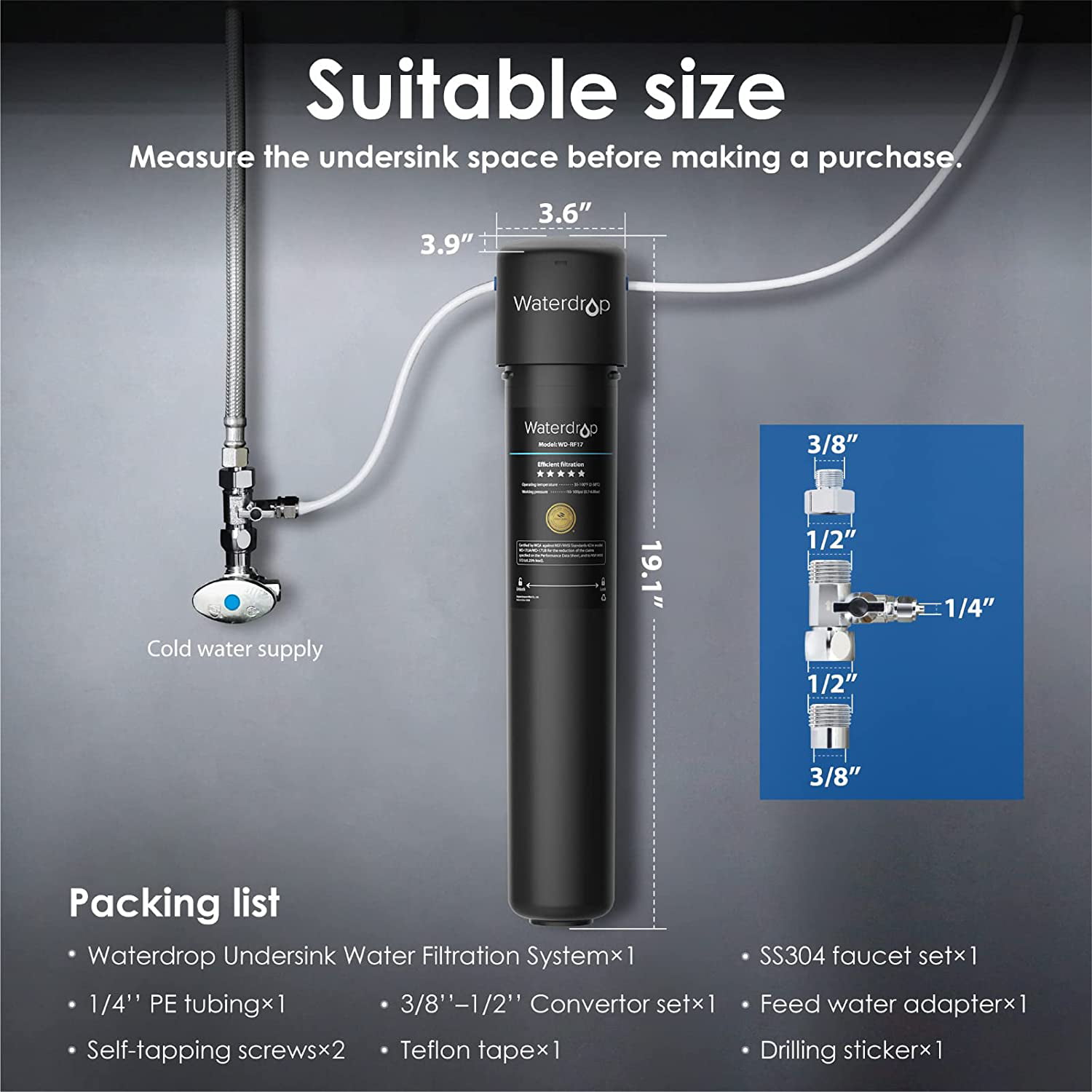 Waterdrop 17UB Under Sink Water Filter System, with Dedicated 