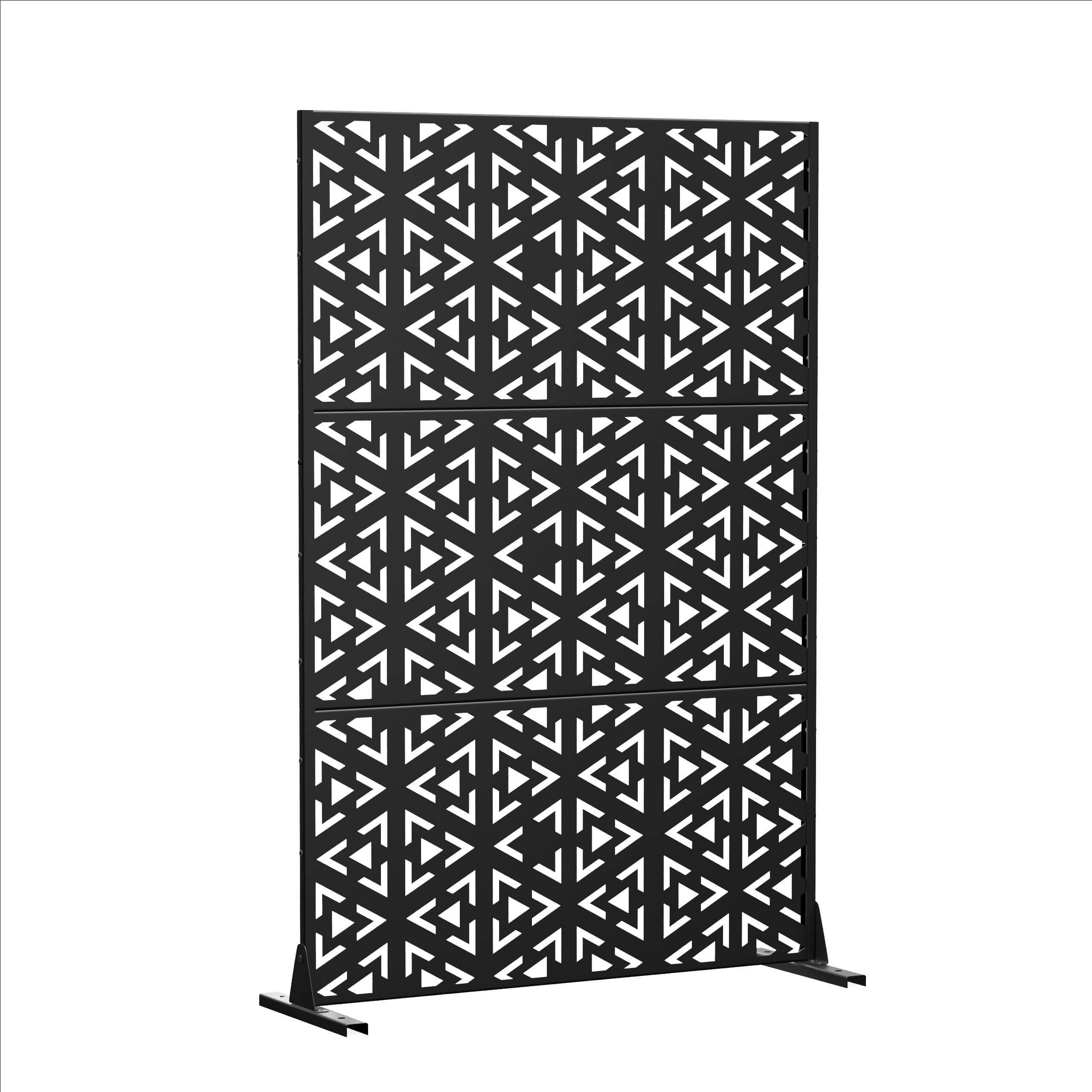 MAYEERTY 72x47x16 Inch Black Triangle V-Shaped Galvanized Steel Privacy Screen for Outdoor Street