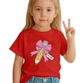 thumbnail image 4 of LIIPEE Boys Girls Tops Cartoon Bowknot Pencil Printed Short Sleeve Round Neck Tshirt Top Child Comfort Indoor Tee,Red,12-13 Years, 4 of 5