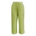 thumbnail image 2 of Bovemsi Casual Pants for Women Women's Fashion Solid Color Cotton Linen Elastic Trousers Beach Line Beach Trousers with Pockets, 2 of 7