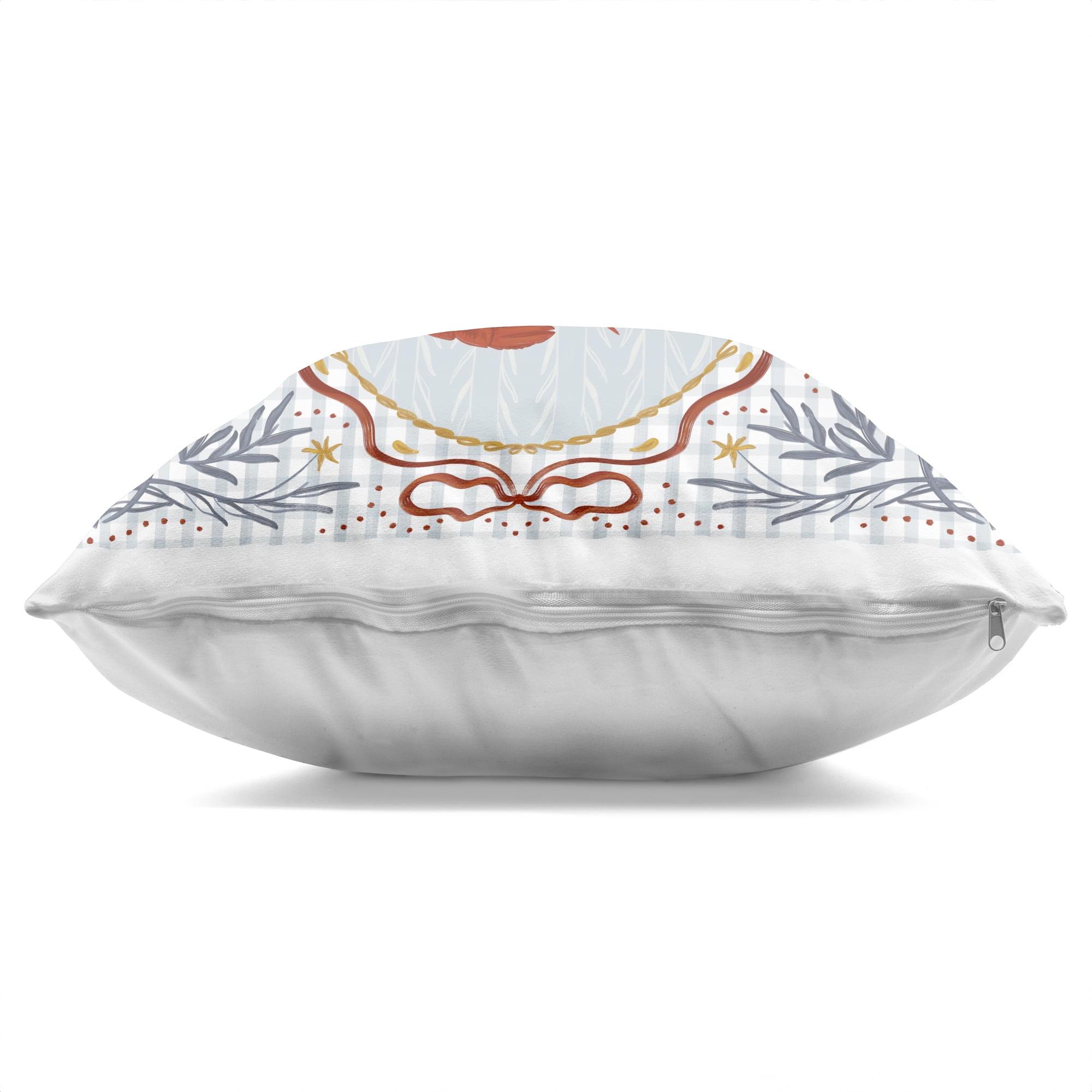 Stupell Industries Prawn Trio on Blue Gingham Decorative Printed Throw Pillow, design by Vero Illustrates, 18 x 7 x 18