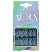 Salon Perfect Press On Nails, 195 Aura Fake Nail Kit, Blue Jelly, File & Nail Glue Included, 30 Nails