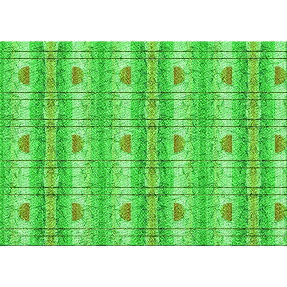 Ahgly Company Indoor Rectangle Patterned Neon Green Area Rugs, 5' x 7'
