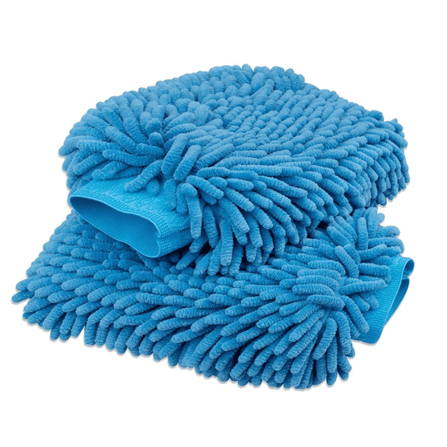 Car Wash Mitt 2 Pack - Large Size Microfiber Wash Mitt Car Cleaning Mitts Premium Chenille Car Washing Gloves Winter Waterproof Car Wash Rag Sponge Kit with Lint Free & Scratch Free