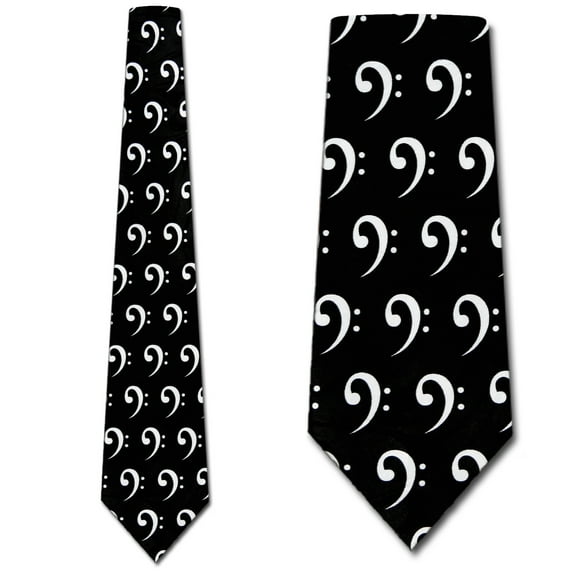 G Clef Allover Black Necktie Mens Tie by Steven Ha
