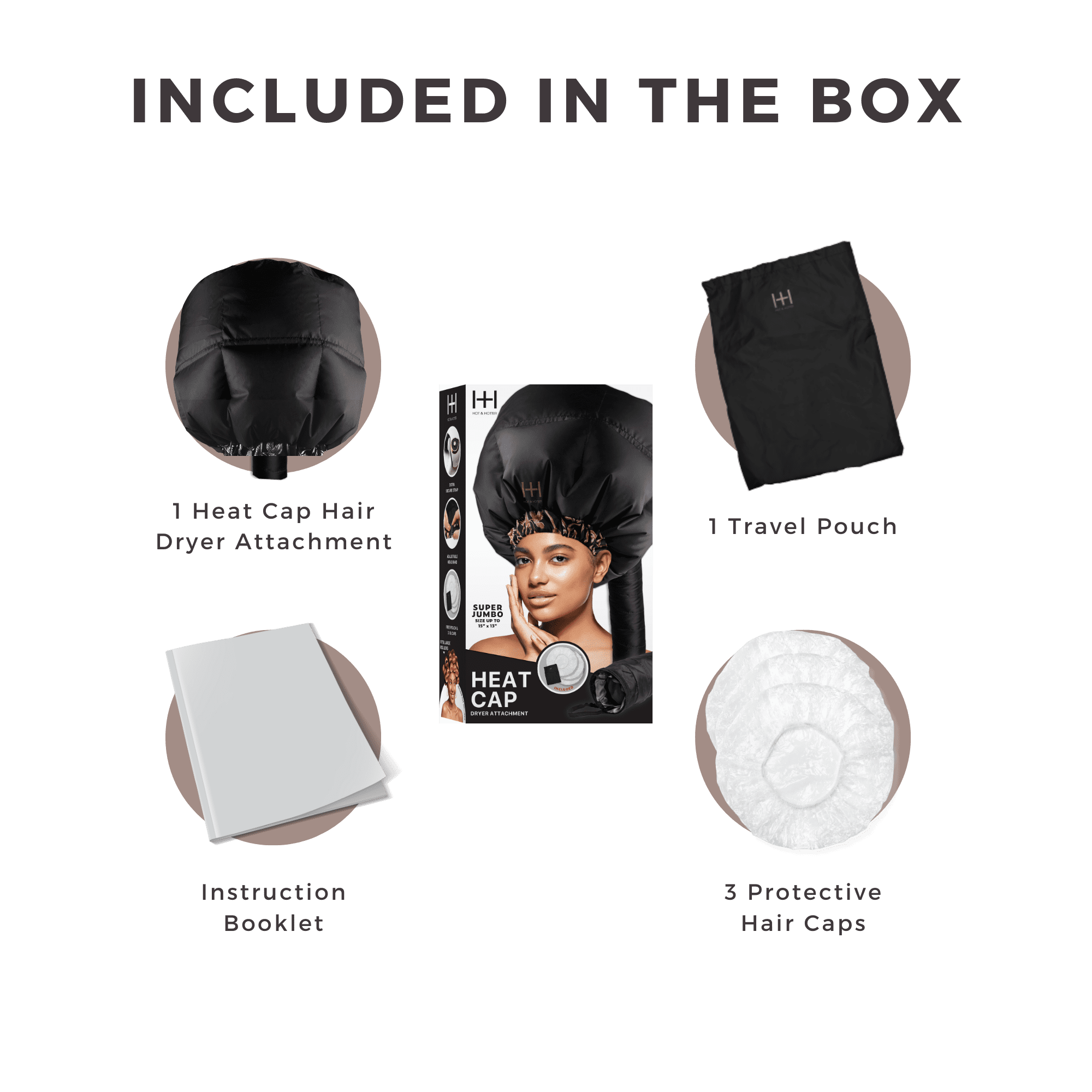 Hot & Hotter Super Jumbo Black Heat Cap Dryer Attachment