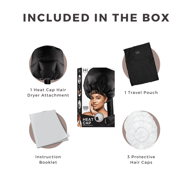 Hot & Hotter Super Jumbo Heat Cap Dryer Attachment, Black