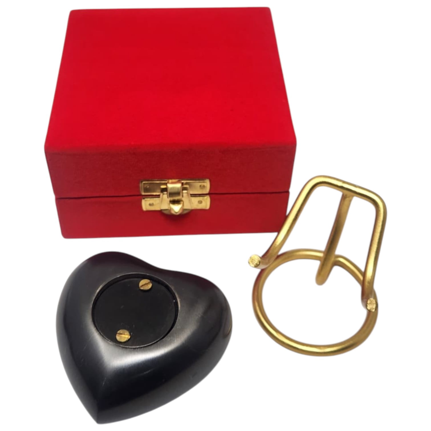 SMIURNS Matte Black Heart Pet Cremation Urn - Small Keepsake Urn for Dog or Cat Ashes with Hand-Engraved Silver Paw Print - Includes Red Velvet Box and Display Stand