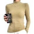 thumbnail image 1 of Camisas de manga larga con cuello alto para mujer, moda de otoño, capas básicas, ropa interior delgada, 1 of 6