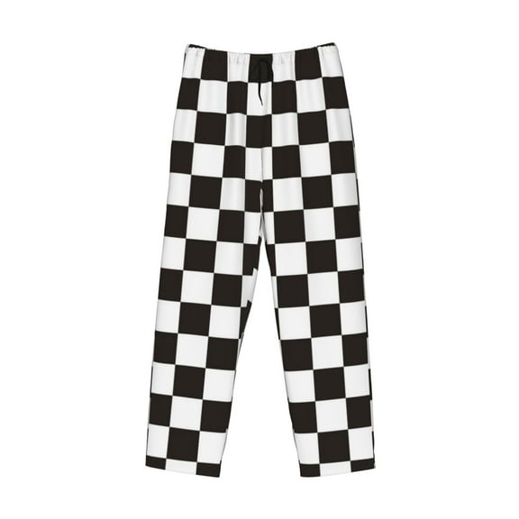 Kdxio Black and White Checkerboard Print Men's Sleep Pajama Pant Lounge Pants with Pockets