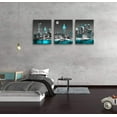 thumbnail image 6 of Canvas Wall Art for Bedroom New York City Wall Decor Empire State Building Skyline Teal City Wall Art for Living Room Office Bathroom Home Decoration 3pcs Canvas Prints Framed 12"x16" Modern Artwork, 6 of 6