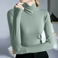 thumbnail image 2 of Women's Clothing Casual Pullover Knit Sweaters Oversized Cozy Winter Minimalist Outfit Sweater Warm Ribbed Fabric High Neck Long Sleeve Slim Fit Base Layer Stylish Tops Blouse, 2 of 7