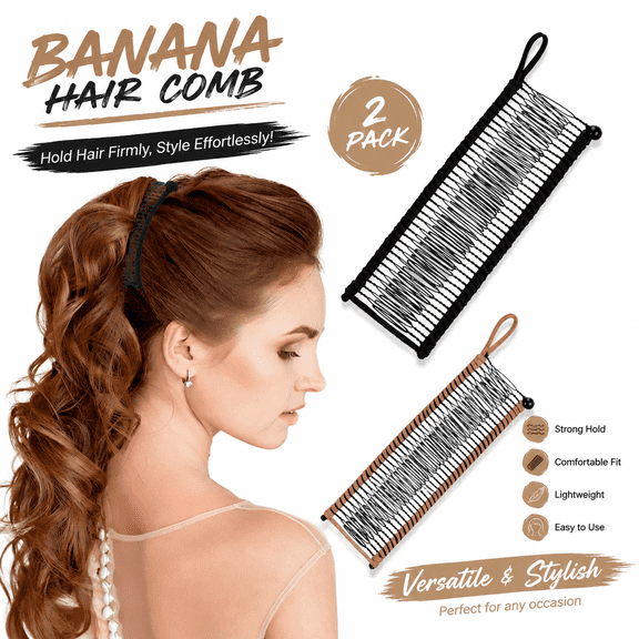 2 Pieces Banana Hair Clips for Women Large Size Vintage Clincher Comb,Claw Clips for Thick Hair,40 Teeth Banana Hair Grip No Crease Hair Clips for Hair Ponytail Style