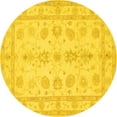 thumbnail image 1 of Ahgly Company Indoor Round Oriental Yellow Traditional Area Rugs, 8' Round, 1 of 4