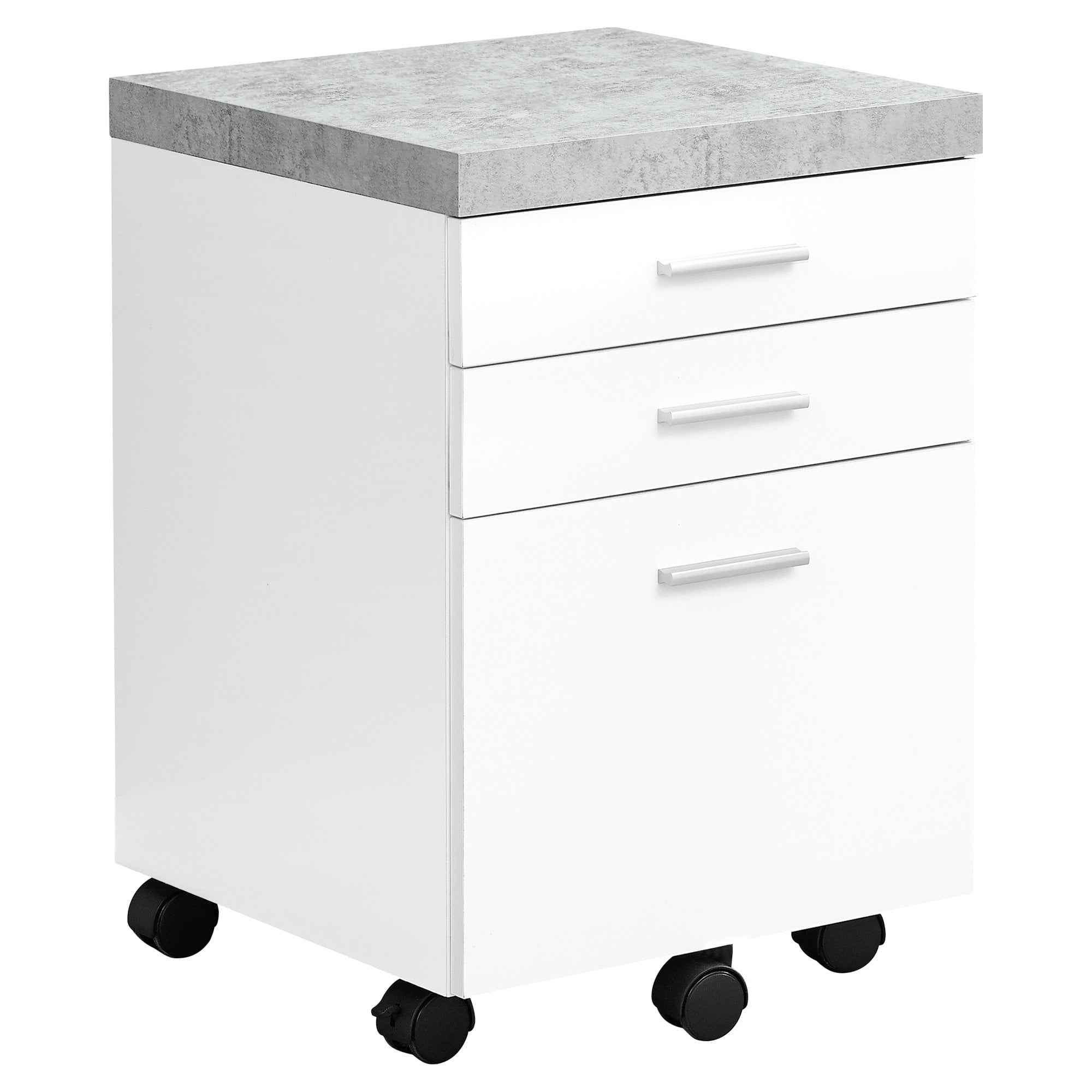 FILING 3 DRAWER / WHITE / CEMENTLOOK ON CASTOR