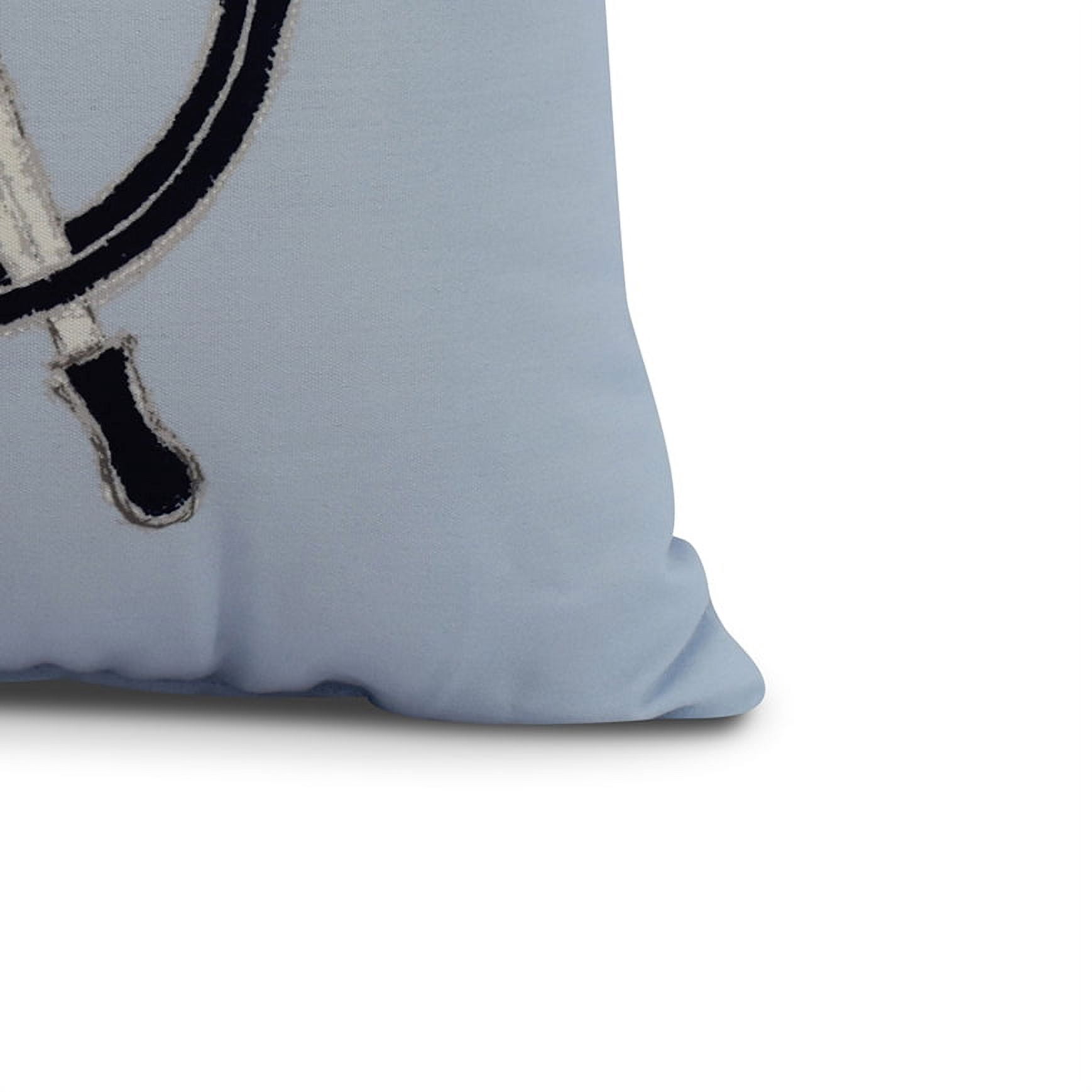 Simply Daisy, 20 x 20 inch, Ship Wheel , Geometric Print Pillow, Blue