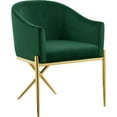 thumbnail image 6 of Maklaine Contemporary Green Velvet Dining Chair with Gold Steel Legs (Set of 3), 6 of 8