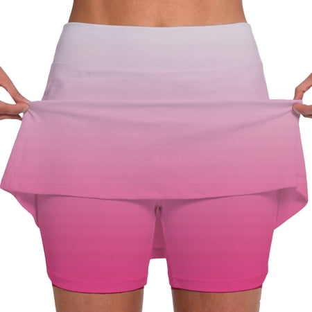 Womens Skirt High Waist Stretchy Workout Skirt with Built In Shorts for Yoga Skirt Tennis Running Light Pink2 XL
