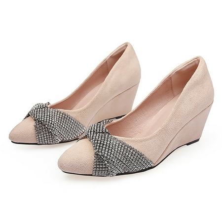

NECHOLOGY Womens Wedge Sandals Size 7 Women s Spring And Autumn New Slope Heeled Thick Comfort Sandals for Women with Memory Foam Beige 7