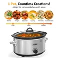 thumbnail image 6 of SUNVIVI Small Slow Cooker 4QT, Mini Food Warmer with 3 Heating Settings, Removable Ceramic Pot, Dishwasher Safe Glass Lid, Stainless Steel, 6 of 8