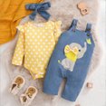 thumbnail image 2 of HCNTES Baby Girl Clothes Fall Winter 2 Pack Girls Outfits Infant Long Sleeve Dot Prints Romper Bodysuit Cartoon Suspender Pants Clothing Set Vacation Outfits For Girl, 2 of 6